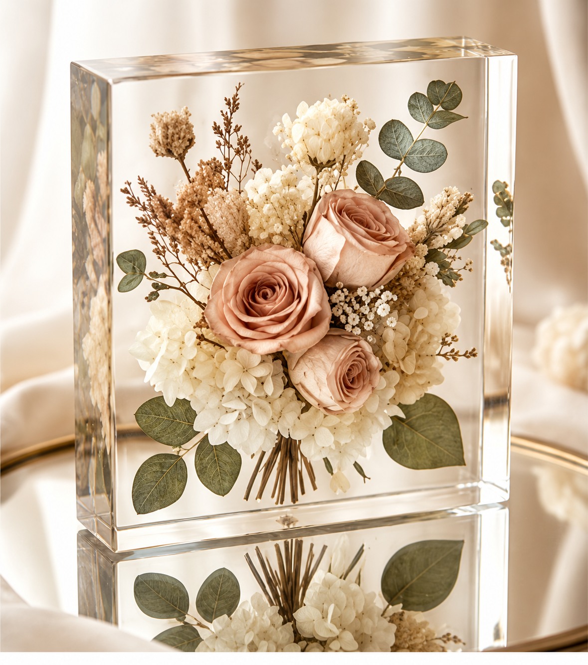 Floral resin keepsake inspiration with preserved roses